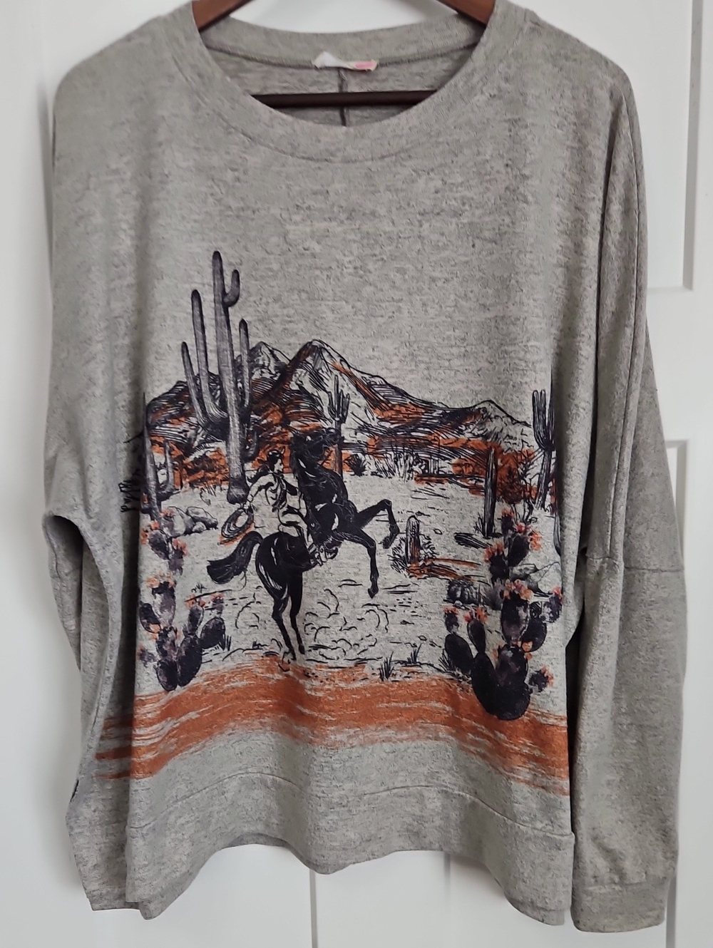 Phil Love western graphic oversized, boxy fit sweatshirt women's size Large